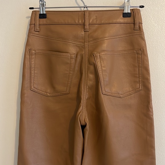 Oak + Fort High Waist Vegan Leather Pant | Size 25 Brown - Picture 6 of 8